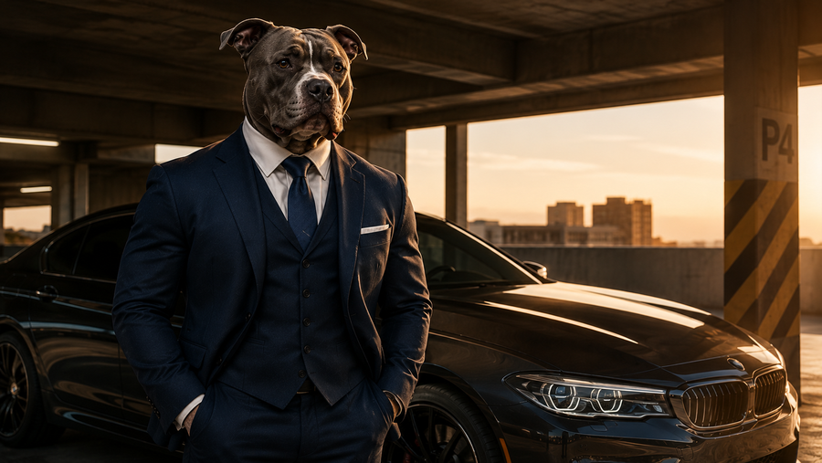 Fleet Bull ao lado de um carro, protegendo a frota